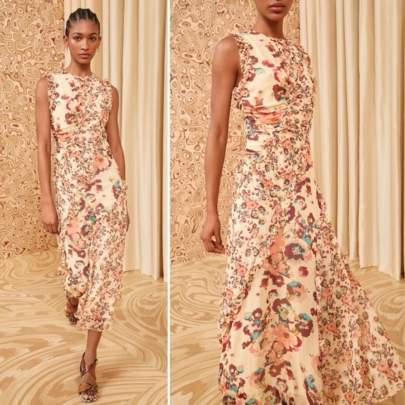 NWOT Ulla Johnson Avrelie
Floral Silk Midi Dress Size 12 - Picture 2 of 9